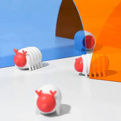 Cute white and red pet toy bugs with antlers, playful design for cats and dogs