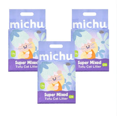 Michu Super Mixed Tofu Cat Litter 2.5kg bags, eco-friendly litter for cats, lightweight and clumping