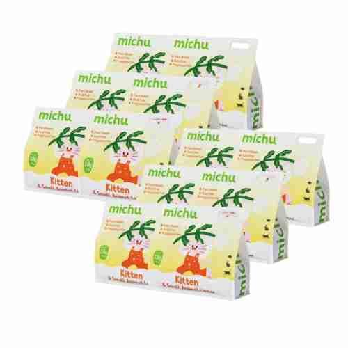 Michu kitten treats in colorful packaging, ideal for cat owners seeking healthy pet snacks