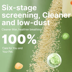 Six-stage screened low-dust cat litter for healthier breathing and pet care
