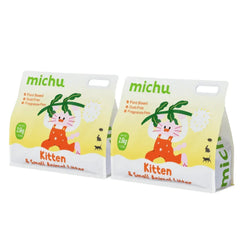 Michu plant-based, dust-free, fragrance-free kitten & small animal litter, 2.5kg bags
