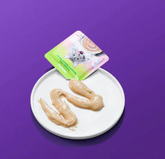 Michu Rainbow Mousse Wet Cat Food 5 Flavours- Complete Food/Wet Mixer and Topper 10pcs/Pack served on a plate.