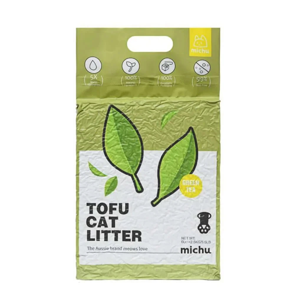 Michu Tofu Cat Litter Premium Clumping Litter 2.5kg/6l-PETROOM