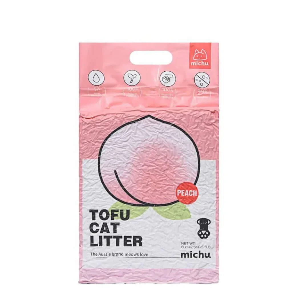 Michu Tofu Cat Litter Premium Clumping Litter 2.5kg/6l-PETROOM