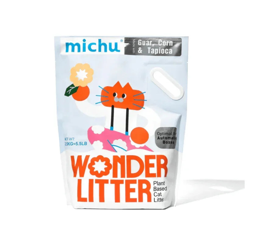 Michu Wonder Litter – plant-based cat litter for automatic boxes, made with guar, corn & tapioca