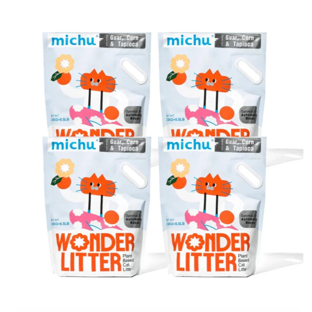Michu Wonder Litter – plant-based cat litter with guar, corn & tapioca, ideal for automatic boxes