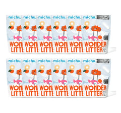 Michu Wonder Litter plant-based cat litter packs with orange cat design, guava corn & tapioca formula