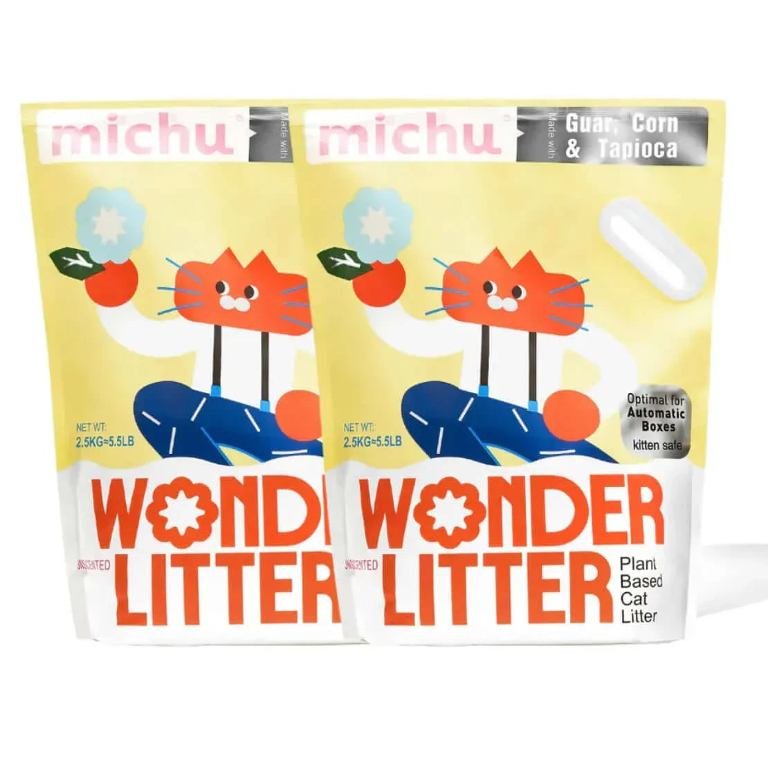 Michu Wonder Litter - plant-based cat litter for automatic boxes, unscented and kitten safe