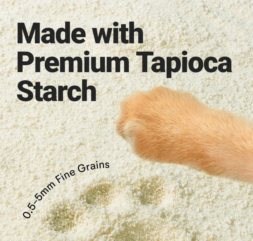 Cat paw in premium tapioca starch cat litter, 0.5-5mm fine grains for pets