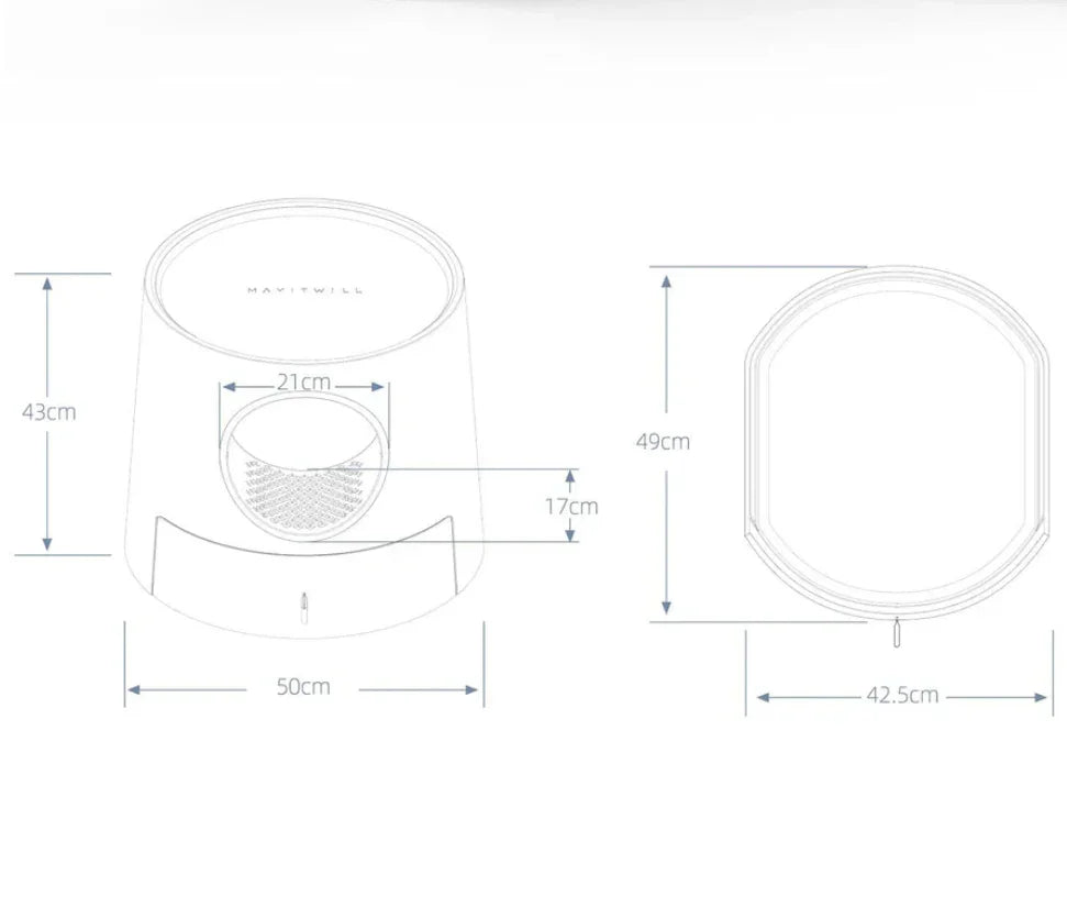 Dimensions and specifications of Michu XL Semi Closed Cat Litter Box with Scratch Pad.