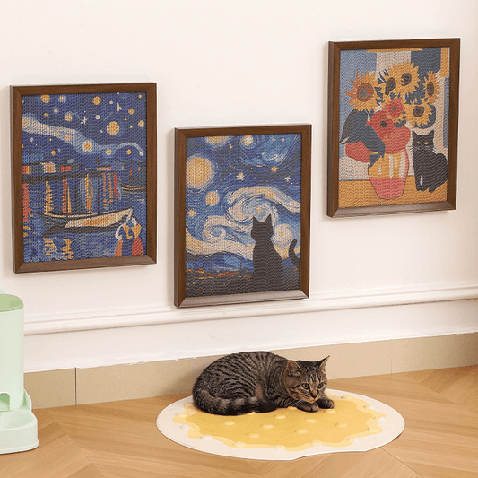 Modern Wall-Mounted Cat Scratcher – Decorative Cat Scratch Board for Indoor Cats-PETROOM