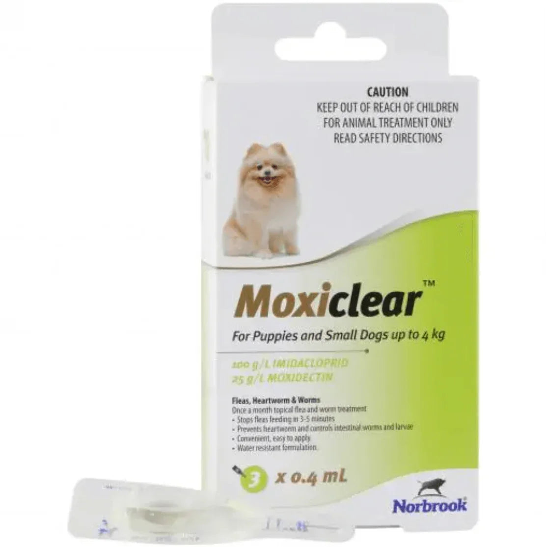 Moxiclear Flea and Worming Spot Treatment For <4kg Dogs Puppies 3pk