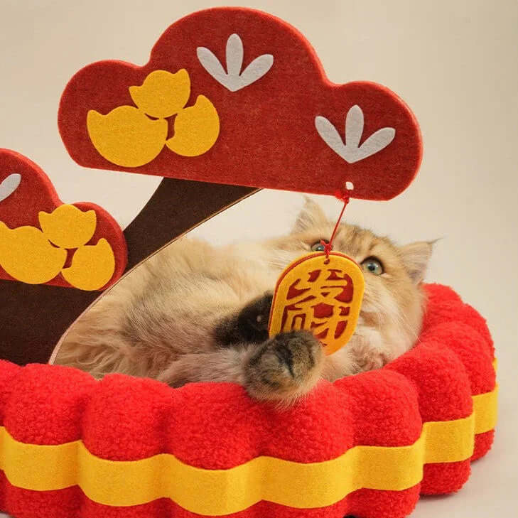 Cozy Cat Bed & Scratching Sofa with Sisal Surface - Festive Decor Edition - cat scratchers