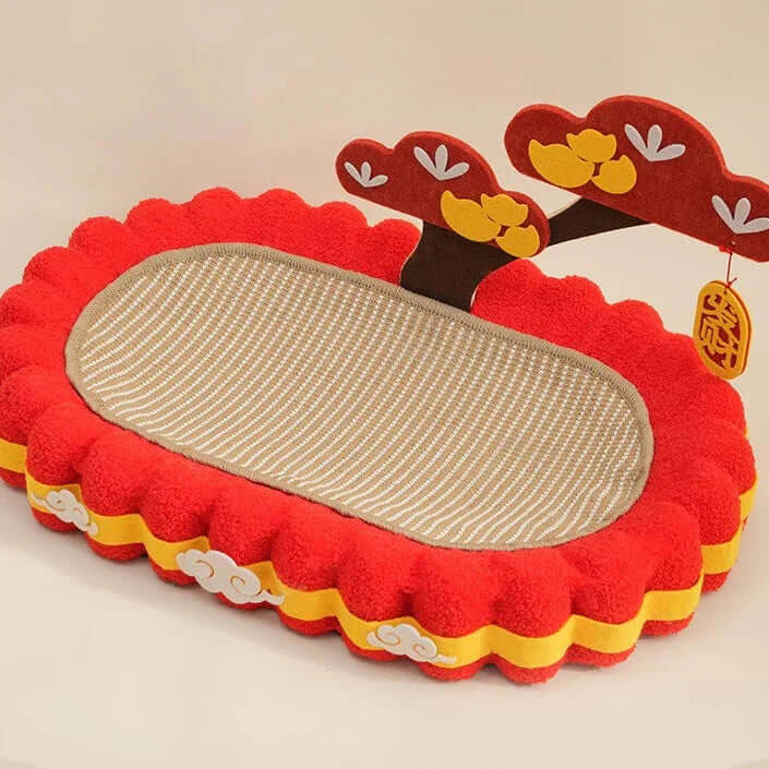 Cozy Cat Bed & Scratching Sofa with Sisal Surface - Festive Decor Edition - cat scratchers