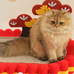 Cozy Cat Bed & Scratching Sofa with Sisal Surface - Festive Decor Edition - cat scratchers featuring a fluffy cat.