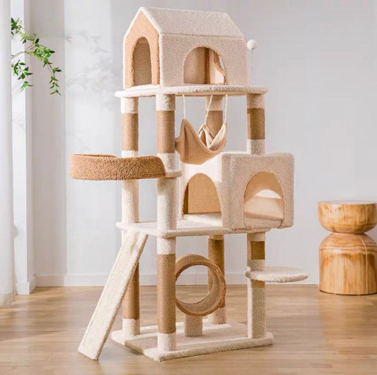 Ona's Cottage Multi-Tier Cat Tree with Cat Scratching Posts-Petroom