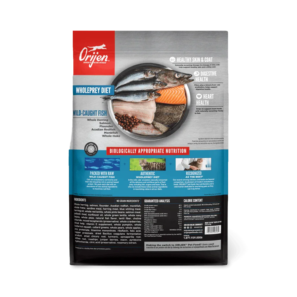 Orijen Six Fish Dry Cat Food 5.45kg-Petroom