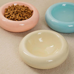 Pastel ceramic pet bowls for cat and dog food and water, stylish and practical pet supplies