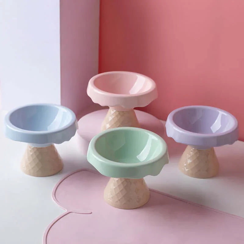 Petroom Ceramic Ice Cream Shape Pet Food Bowl Water Bowl-Petroom