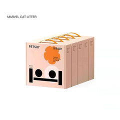PETSHY Marvel Cat Litter 2.5kg boxes with orange handles, tailored for pet habits