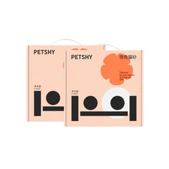 PETSHY cat litter boxes, 2.5kg each, tailored for pet habits, stylish pink packaging with orange flower design
