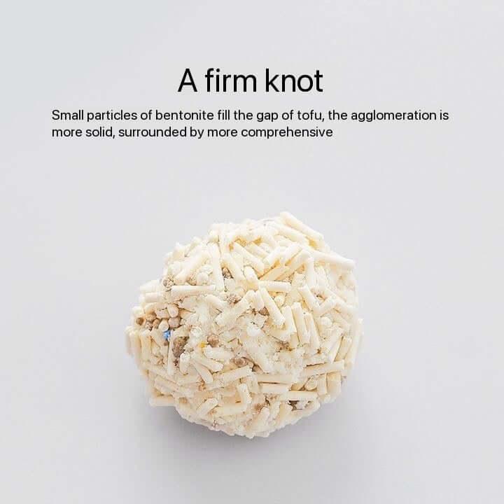 Firm knot cat toy with bentonite and tofu texture for interactive play