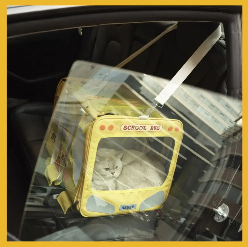 PurLab Multifunctional School Bus Pet Travel Pet Carrier Pet Bag With Wheels-Petroom