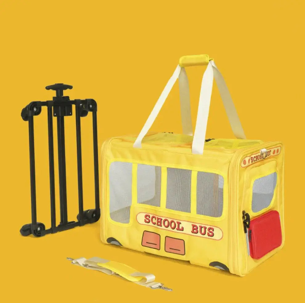 PurLab Multifunctional School Bus Pet Travel Pet Carrier Pet Bag With Wheels-Petroom