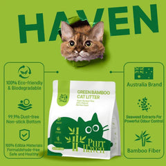 Purr Haven Green Bamboo Cat Litter – eco-friendly, dust-free, Australian brand with seaweed odor control