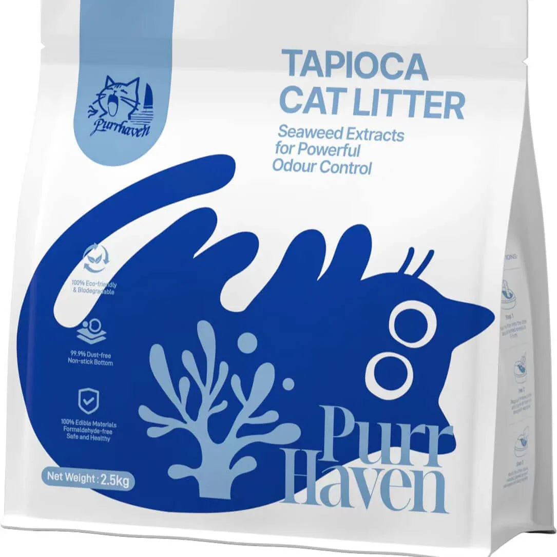 Purr Haven Tapioca Cat Litter with Seaweed Extracts for Odour Control, 2.5kg bag