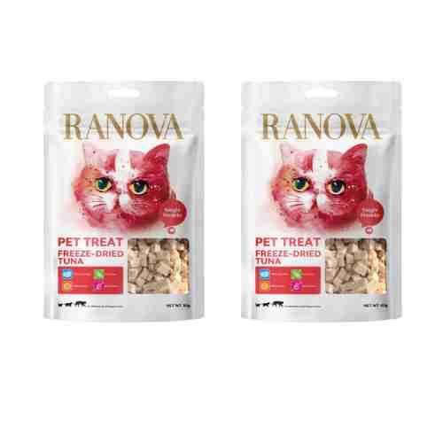 Ranova freeze-dried tuna pet treats for cats, healthy cat snack in resealable pouches