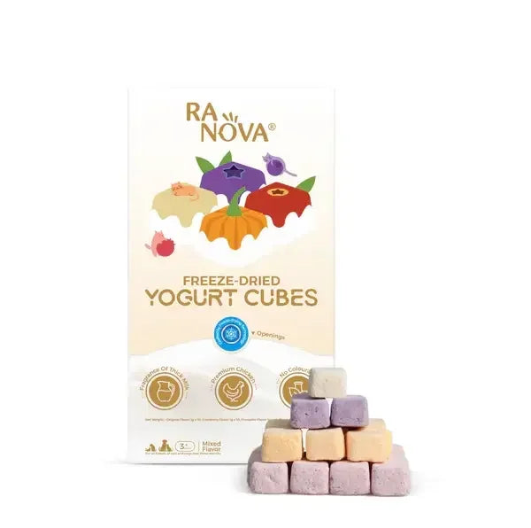 Ranova freeze-dried yogurt cubes for dogs, colorful pet treats with chicken & pumpkin flavor