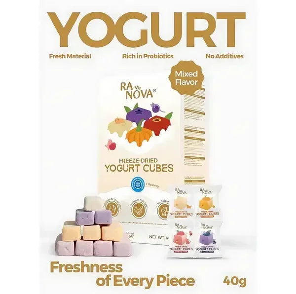 RAV NOVA freeze-dried yogurt cubes for pets, mixed flavor, 40g pack, rich in probiotics, no additives