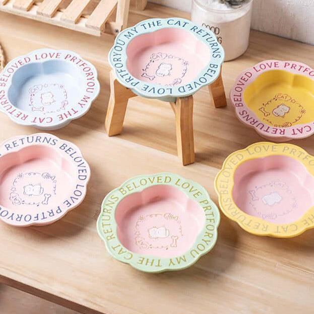 Scallop Ceramic Pet Bowl Durable & easy-to-clean-Petroom