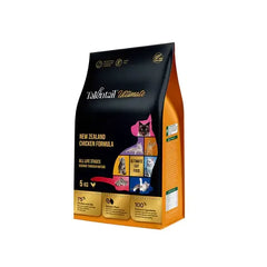 Talentail Ultimate Cat New Zealand Chicken Dry Cat Food packaging showcasing 5 kg bag for all life stages.