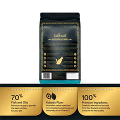 Talentail Ultimate Cat Pacific Ocean Fish Dry Cat Food bag showcasing ingredients and nutrition benefits.