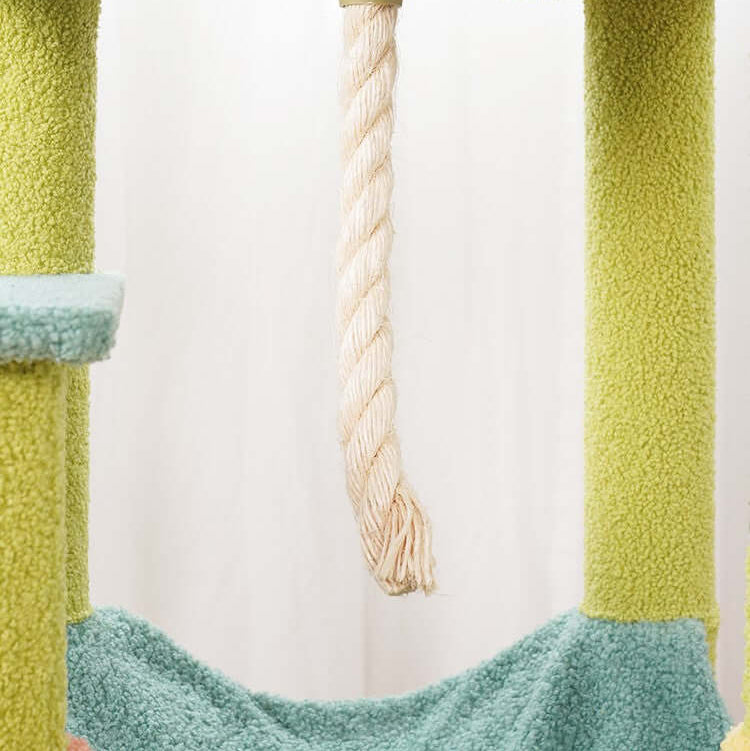 Tall Cat Tree Multi-Level Aesthetic Cat Tower with Sisal Posts 154cm features a durable climbing rope for playful cats.