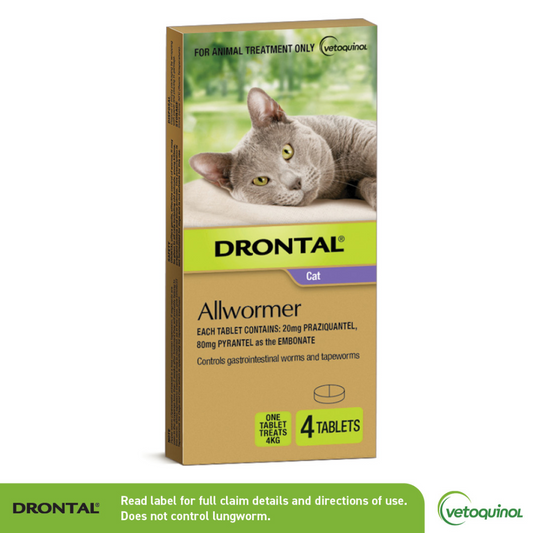 Drontal 4KG Cat Allwormer Tablets x4 Tablets-PETROOM
