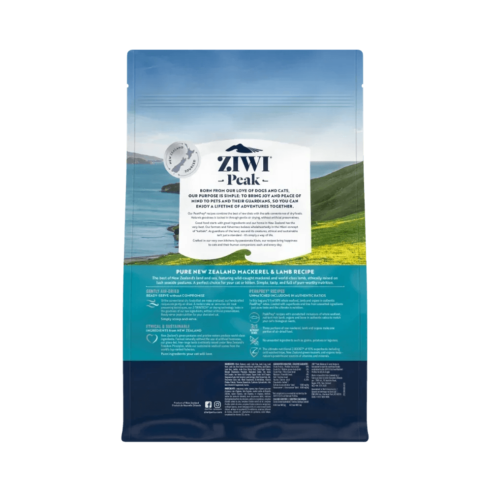 Ziwi Peak air-dried cat food, pure New Zealand mackerel & lamb recipe, grain-free, ethically sourced