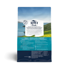 Ziwi Peak Pure New Zealand Mackerel & Lamb Recipe cat food bag with scenic backdrop