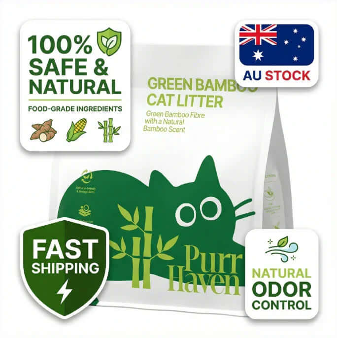 Green Bamboo Cat Litter with natural odor control, safe & natural ingredients, AU stock, fast shipping