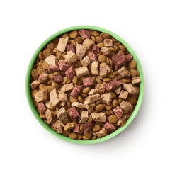 Animals Like Us Freeze Dried Raw Mix 50 Lamb with Chicken Dry Cat Food 1.36 kg in a green bowl.