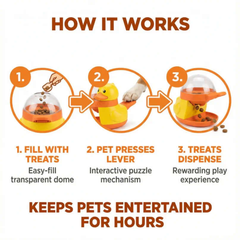 Interactive Pet Toy Duck-Shaped Feeder & Puzzle Toy For Cats & Dogs