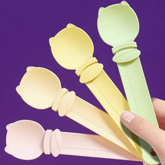 Cute Cat Treat Churu Squeezer Spoon set with four colorful dispensers for lickable treats.