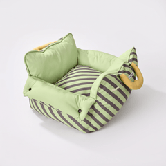 Dopamine-Styled Dog Travel Car Seat - Vibrant Macaron Safety Sofa for Dogs & Cats in green and striped design.