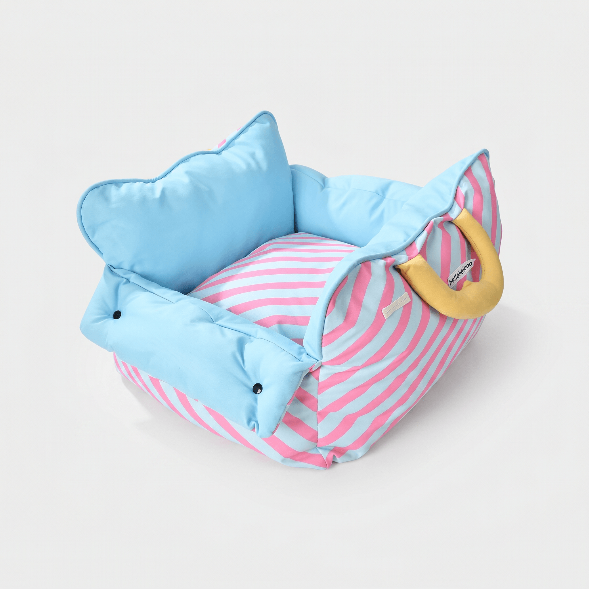 Dopamine-Styled Dog Travel Car Seat - Vibrant Macaron Safety Sofa for Dogs & Cats in blue and pink stripes.