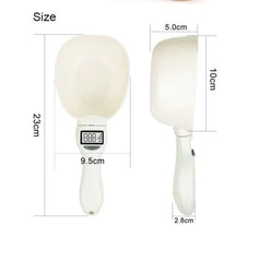 Digital pet food scoop with measurements, ideal for precise dog and cat feeding