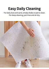 Easy daily cleaning demonstration of Non-Slip Easy Clean PVC Cat Litter Mat Beige, showing how to clean it effectively.