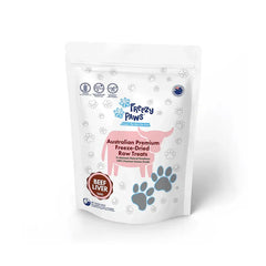 Freezy Paws Beef Liver Freeze Dried Pet Treats 100g packaging featuring Australian premium freeze-dried raw treats.