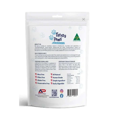 Freezy Paws Freeze Dried Cat Treats Chicken Breast for Dogs & Cats 100g packaging showing ingredients and benefits